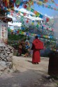 Monk Burning Prayer Flags